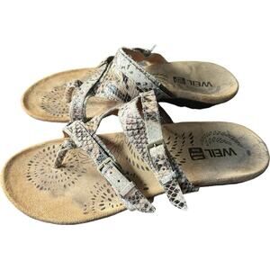 WEIL womens animal print leather comfort orthotic slip on comfort Sandals 9